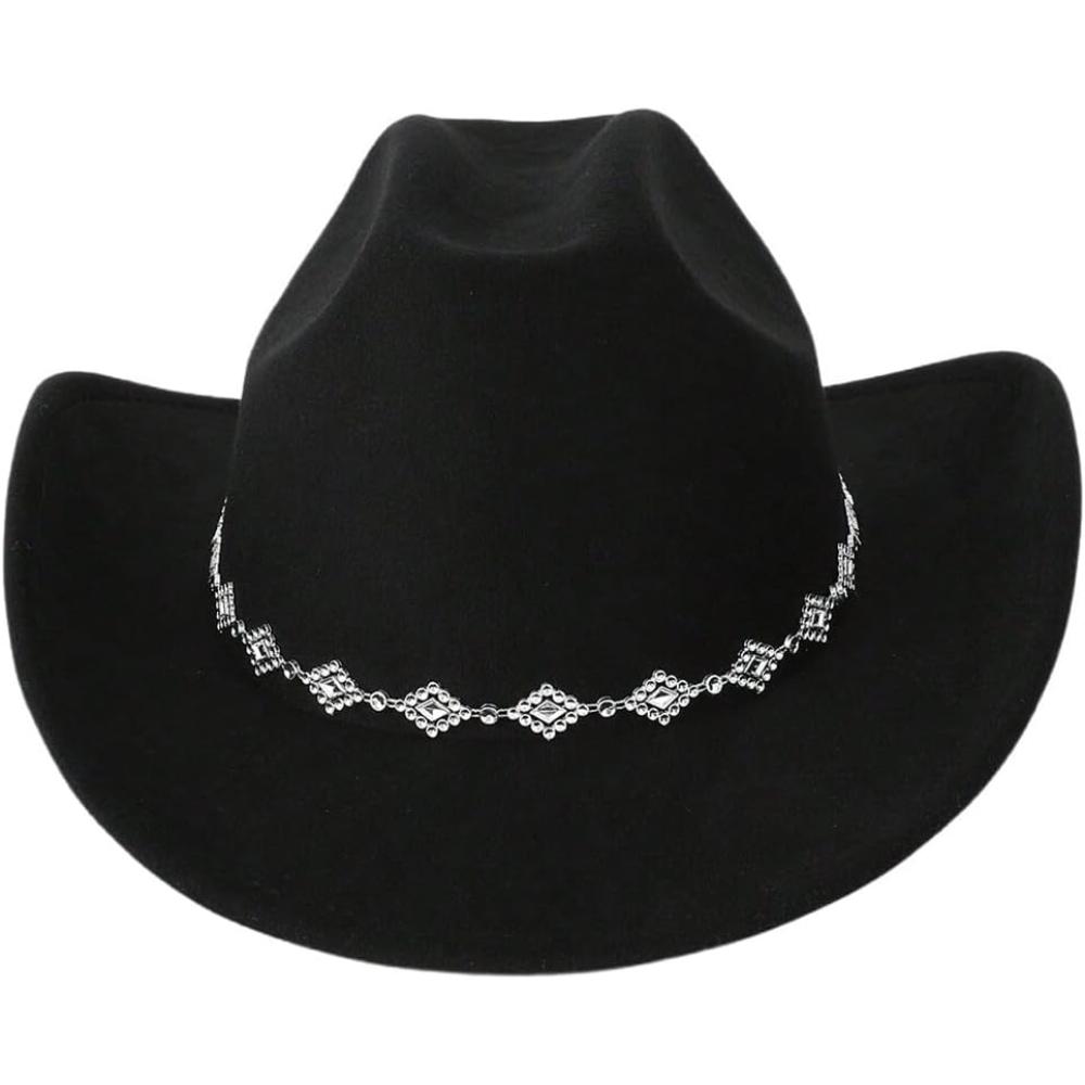 Western Inspired Wide Brim Hat With Rhinestone Detail