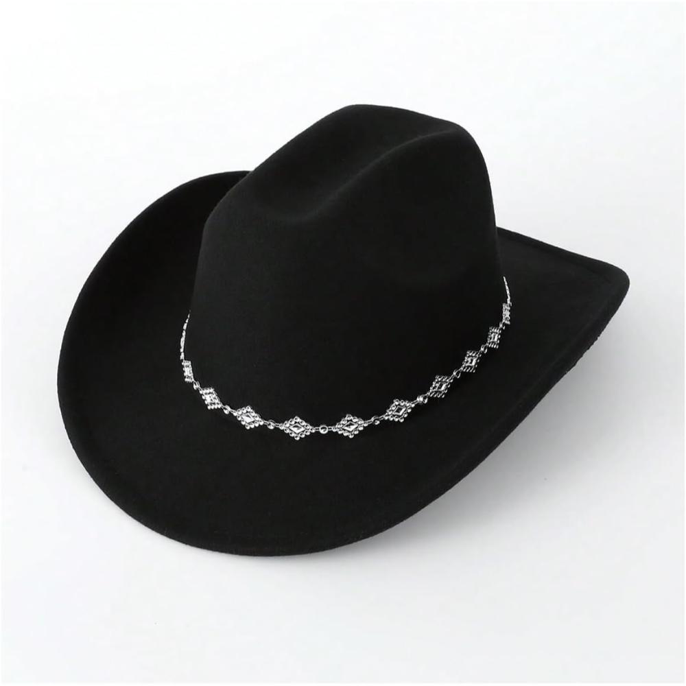 Western Inspired Wide Brim Hat With Rhinestone Detail