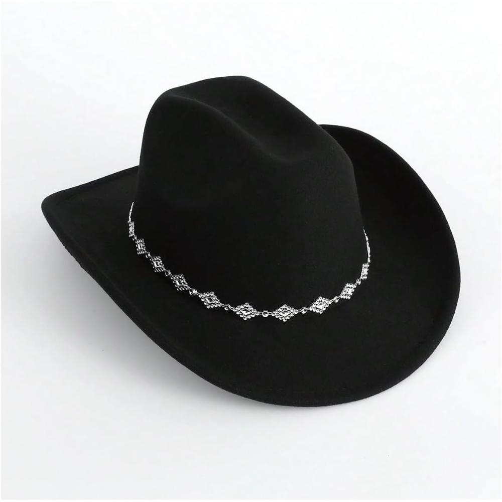 Western Inspired Wide Brim Hat With Rhinestone Detail