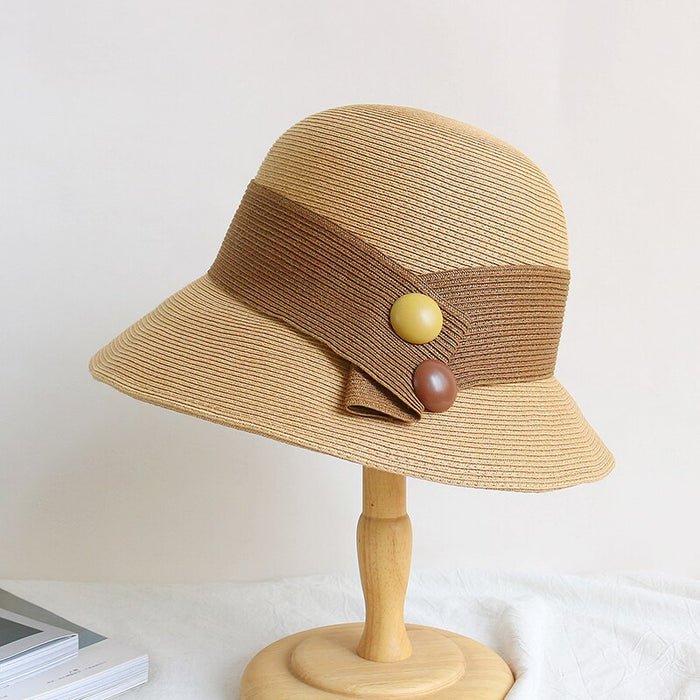 Button Foldable Straw Visor Hat