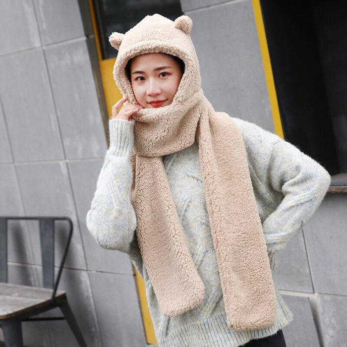 Bear Ear Casual Plush Fleece Winter Hat