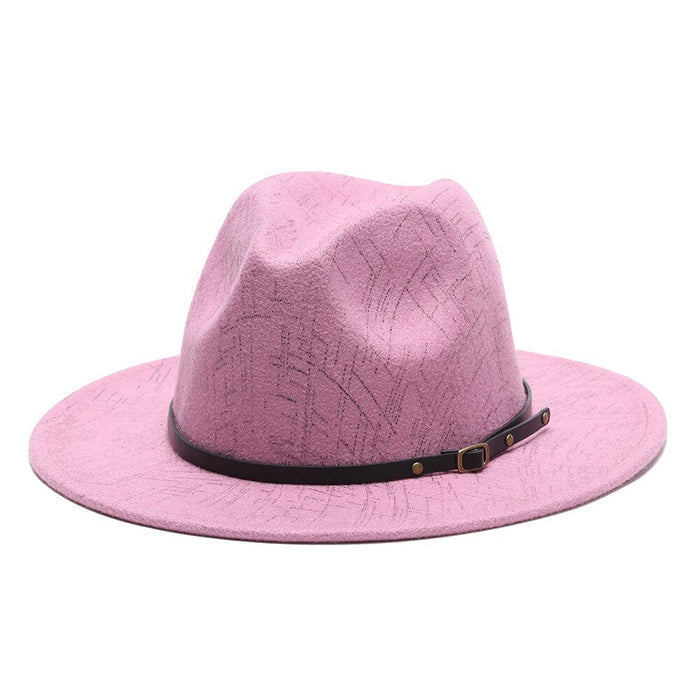 Vintage Wool Wide Brimmed Jazz Fedora With Rivet Belts