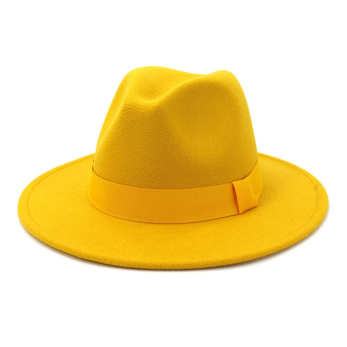 Flat & Wide Brim Women's Simple Buckle Fedora