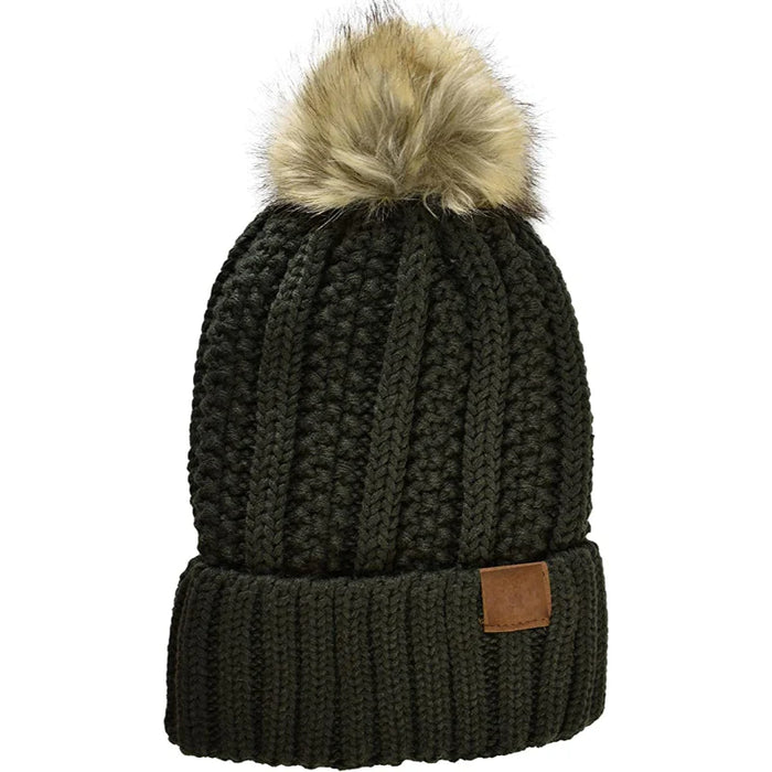Thick Cable Fuzzy Fur Beanie