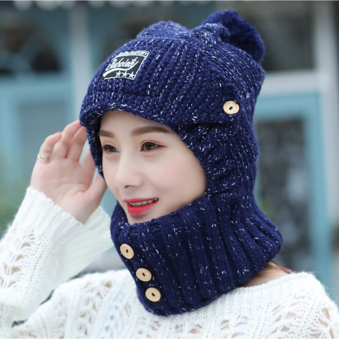 Thickened & Warm Wool Knitted Beanie Scarf Mask Combo Set