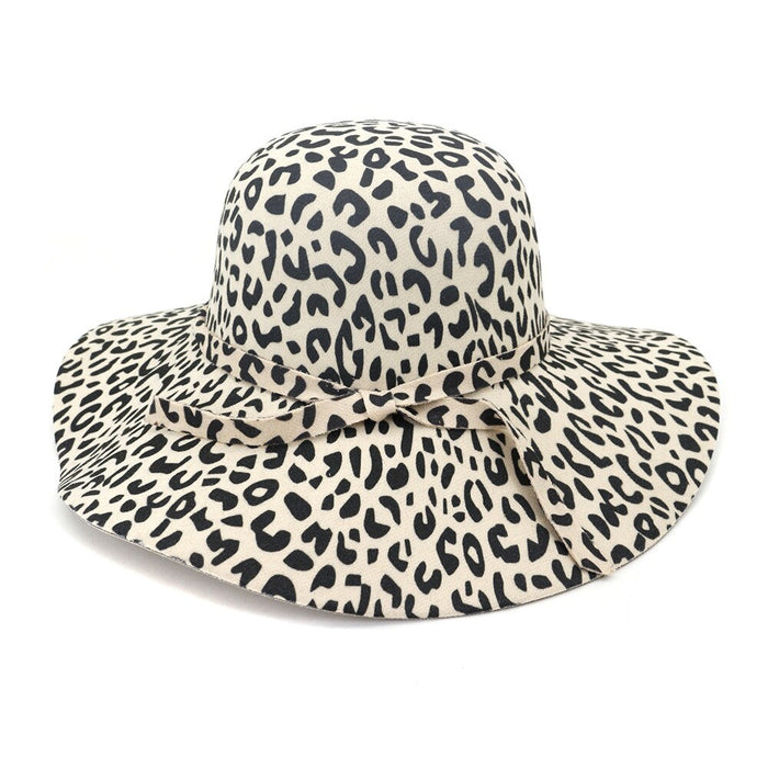 Wide Brimmed Bowtie Leopard Print Sun Hat