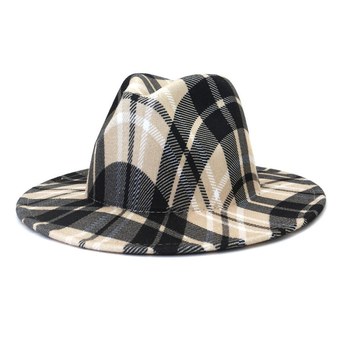 Plaid Printed Patchwork Vintage Fedora