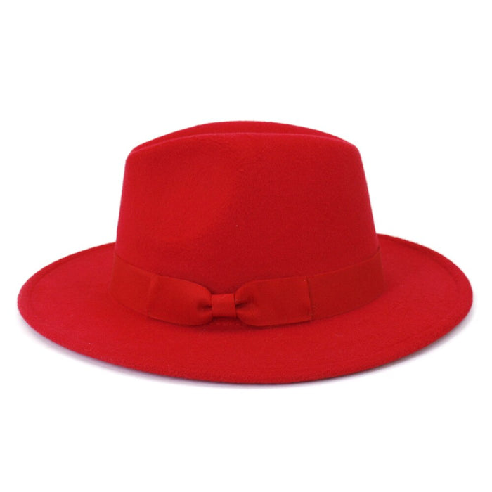 Flat Brimmed Felt Fedora With Bowtie