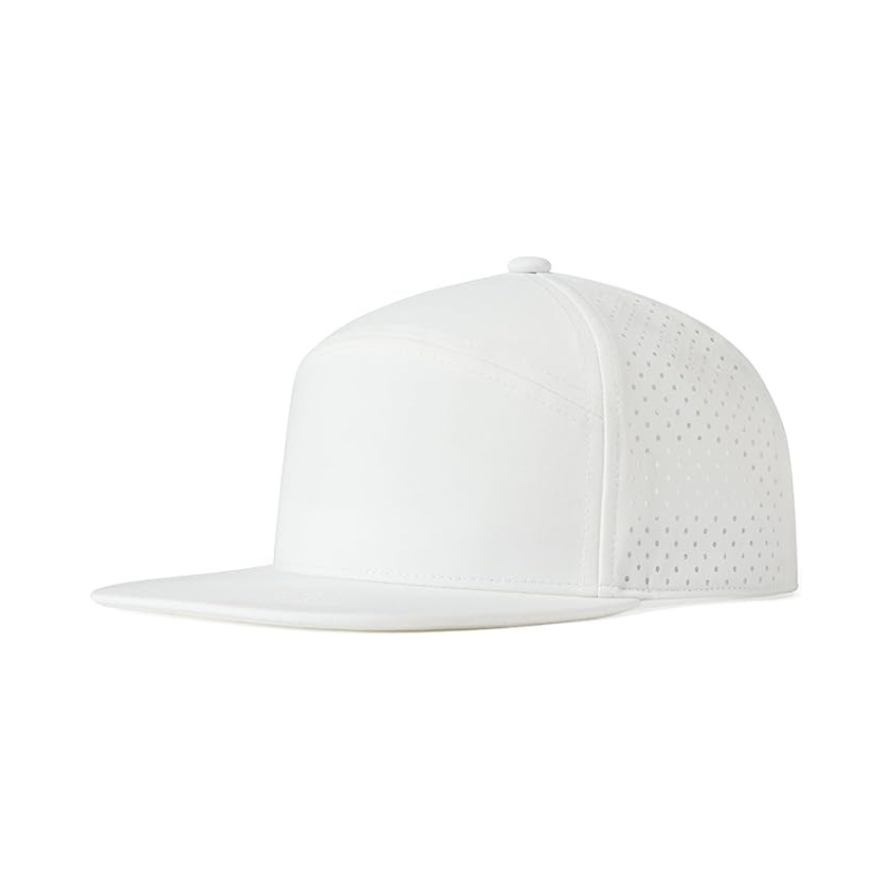 Flat Brim Snapback Hat With Laser Perforated Panels