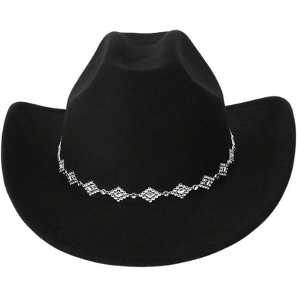 Western Inspired Wide Brim Hat With Rhinestone Detail