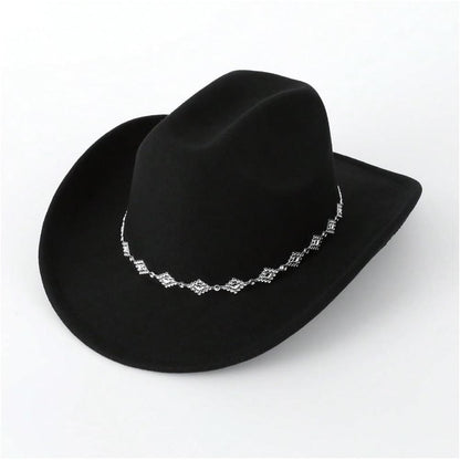 Western Inspired Wide Brim Hat With Rhinestone Detail