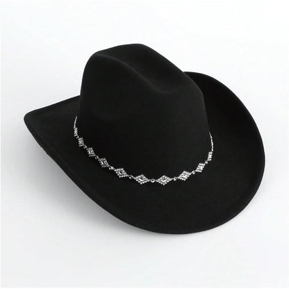 Western Inspired Wide Brim Hat With Rhinestone Detail