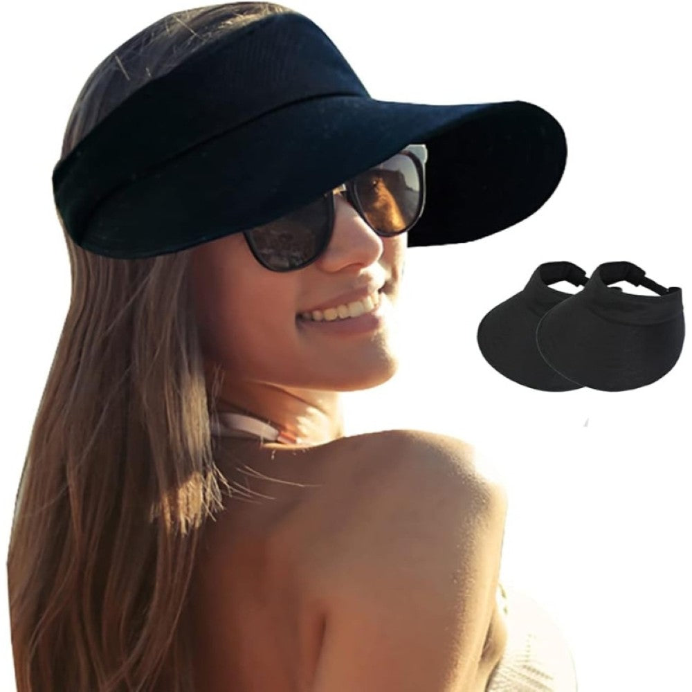 2 Piece Extra Wide Brim Sun Visor Hat