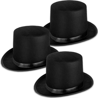 3 Pack Classic Black Top Hat Set