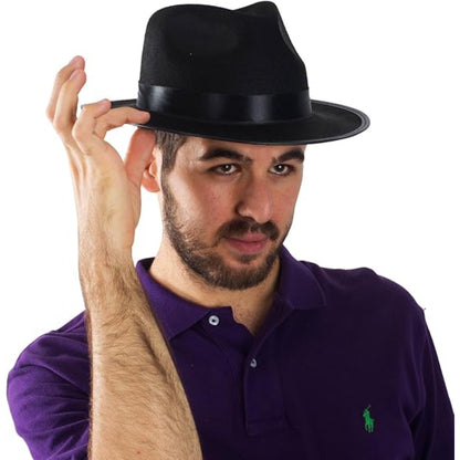 Fedora Hat With Structured Crown And Ribbon Accent