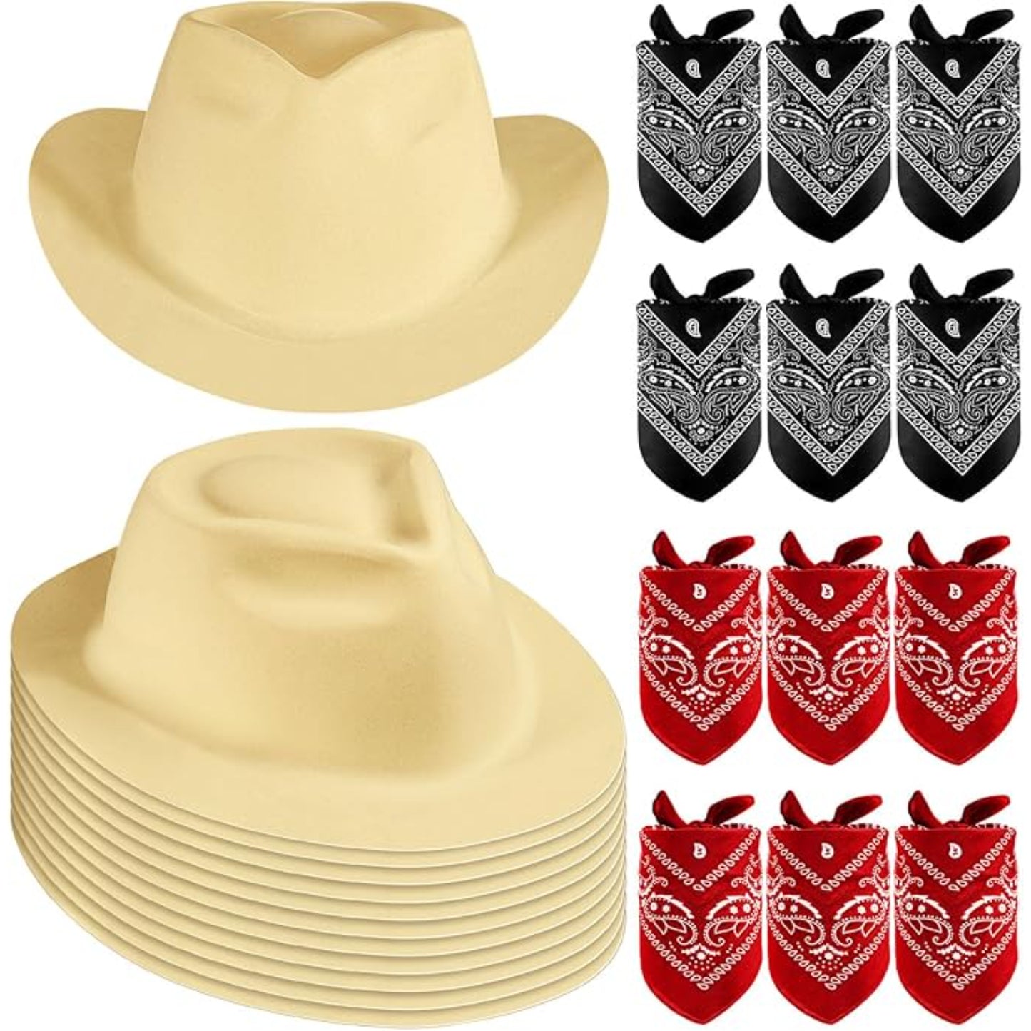 24 Piece Cowboy Party Hat And Bandana Set