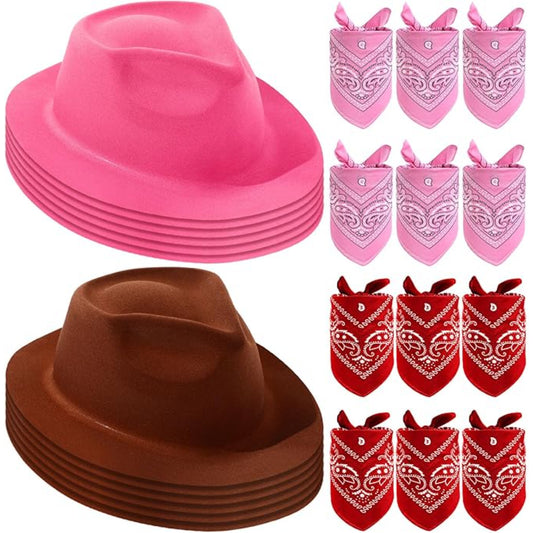 24 Piece Cowboy Party Hat And Bandana Set