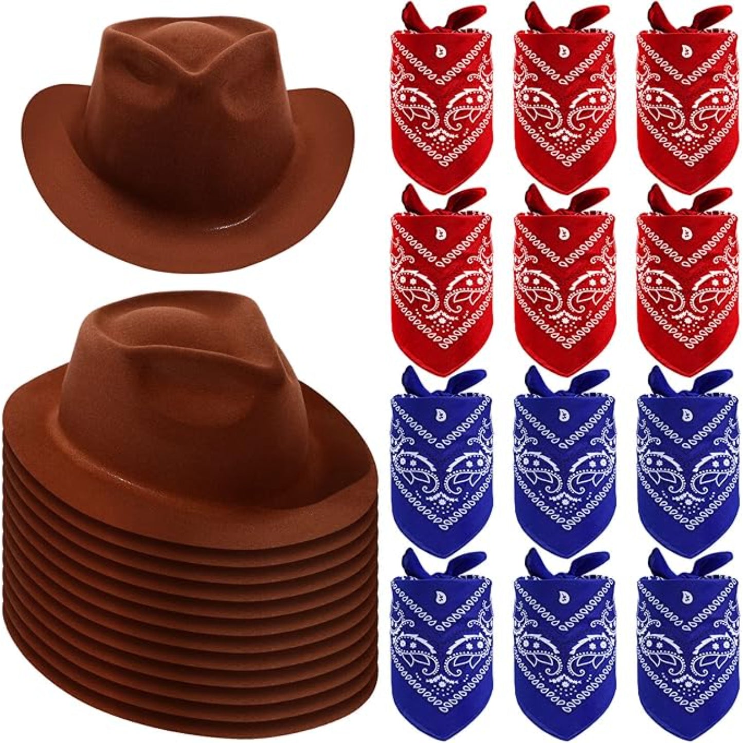 24 Piece Cowboy Party Hat And Bandana Set