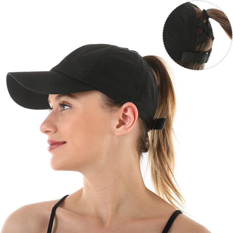 Adjustable Crisscross Ponytail Trucker Cap