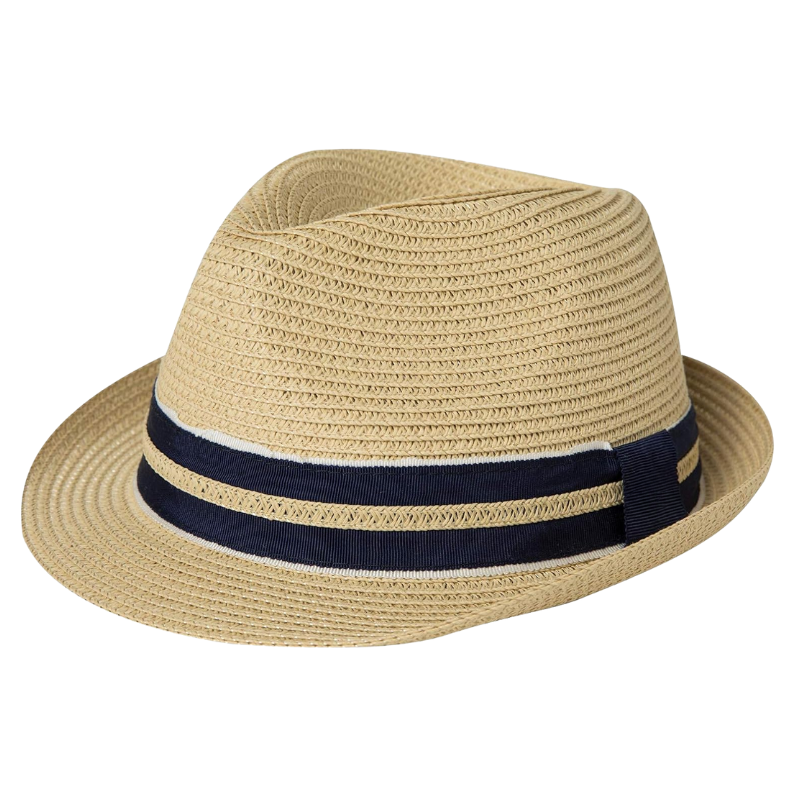 Casual And Stylish Straw Trilby Hat With Double Band