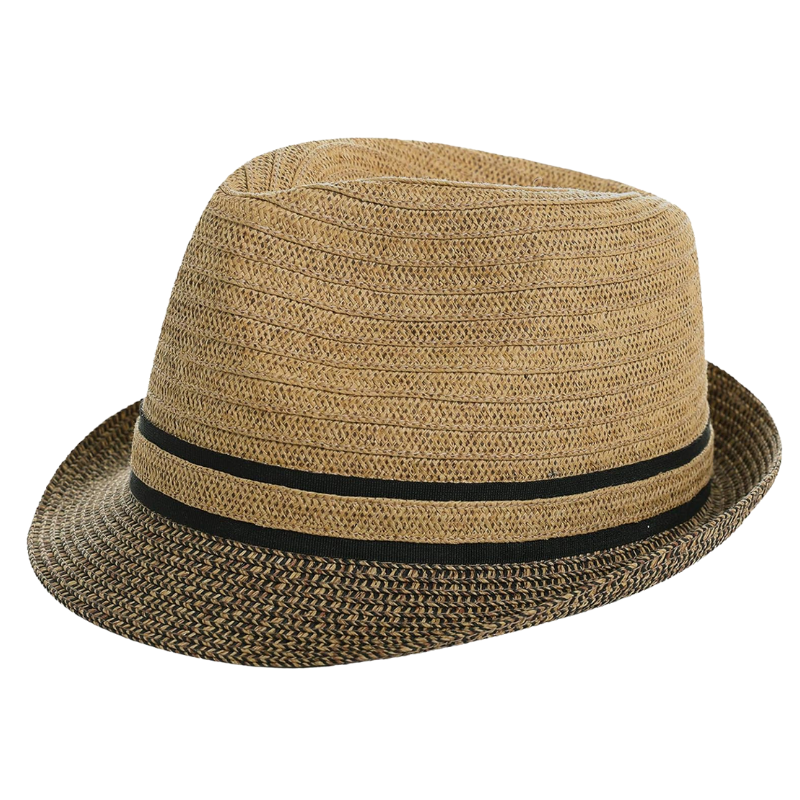 Casual And Stylish Straw Trilby Hat With Double Band