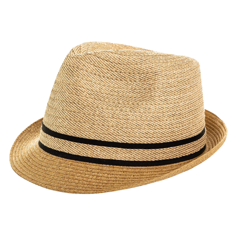 Casual And Stylish Straw Trilby Hat With Double Band