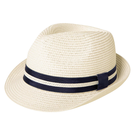 Casual And Stylish Straw Trilby Hat With Double Band