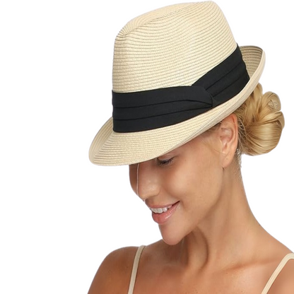 Classic Straw Design Trilby Hat