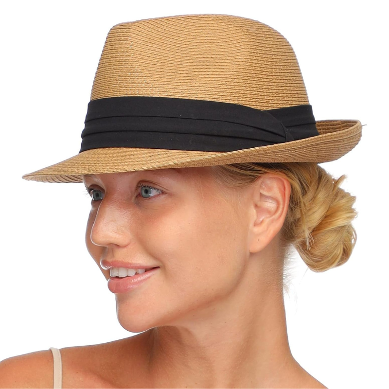 Classic Straw Design Trilby Hat