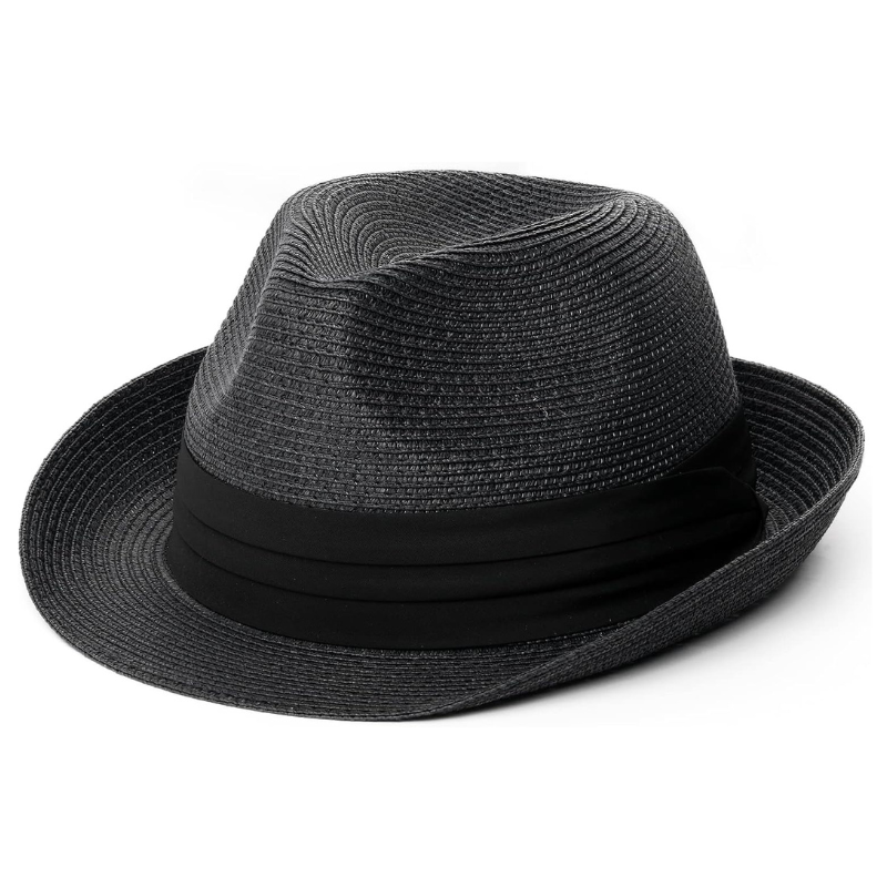 Classic Straw Design Trilby Hat