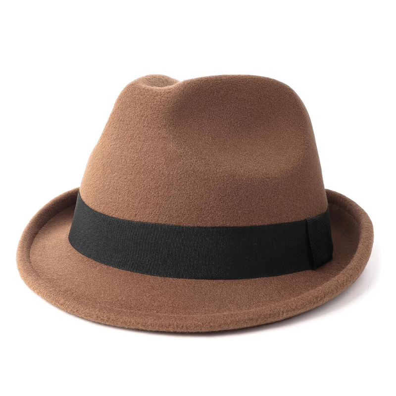 Classic Trilby Stylish Short Brim Hat With Ribbon Band