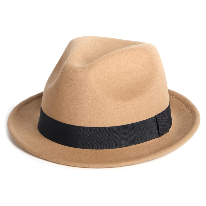 Classic Trilby Stylish Short Brim Hat With Ribbon Band