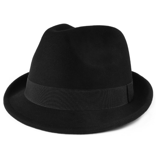 Classic Trilby Stylish Short Brim Hat With Ribbon Band