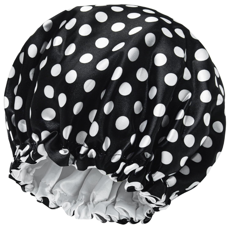 Dot Design Silky Satin Bonnet Design Sleep Cap