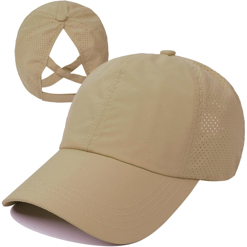 Adjustable Crisscross Ponytail Trucker Cap