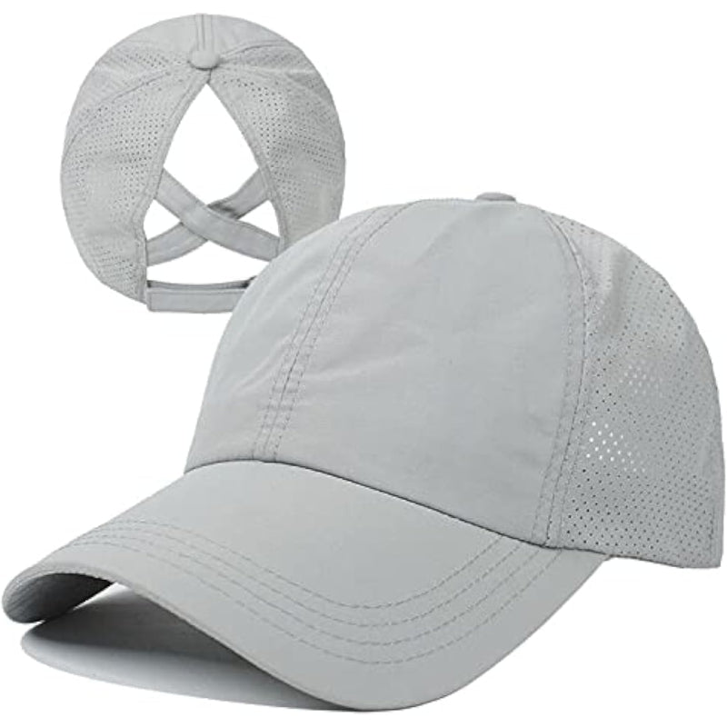 Adjustable Crisscross Ponytail Trucker Cap