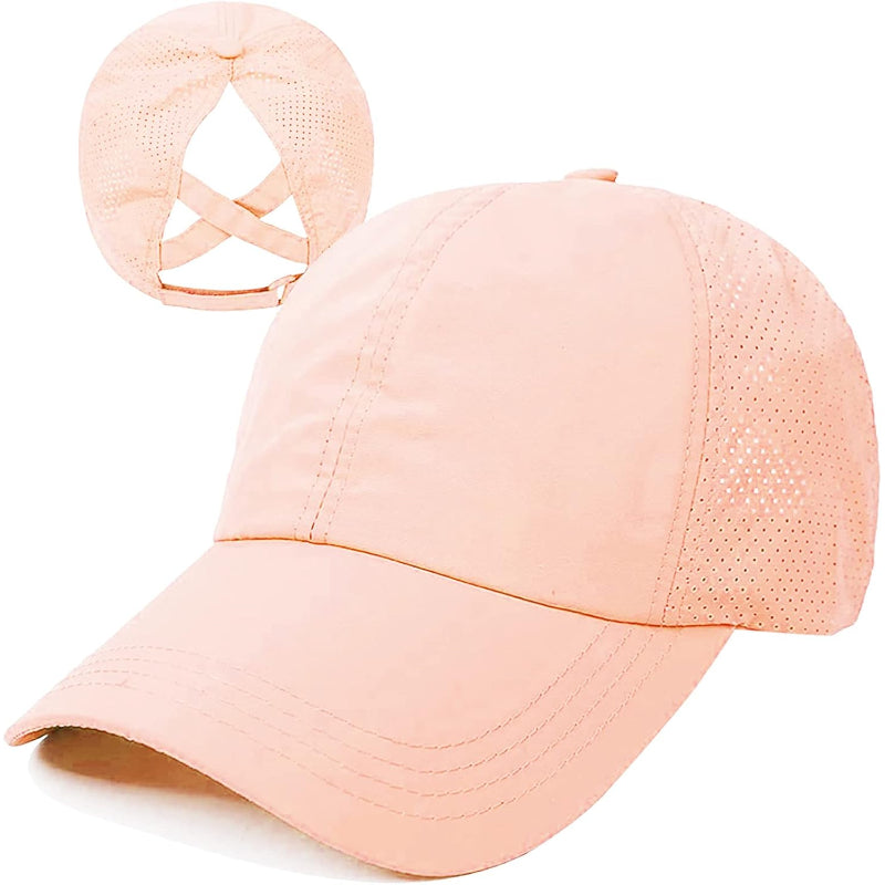 Adjustable Crisscross Ponytail Trucker Cap