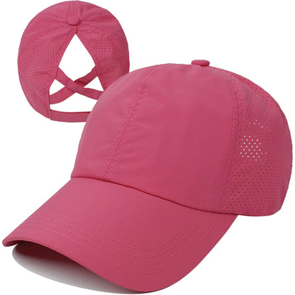 Adjustable Crisscross Ponytail Trucker Cap