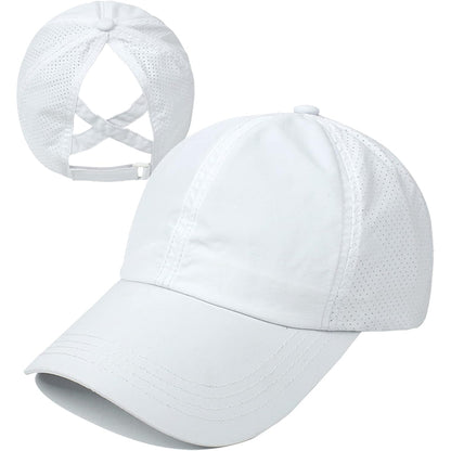 Adjustable Crisscross Ponytail Trucker Cap