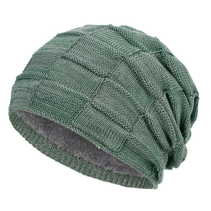 Knitted Slouch Beanie With Fleece Lining