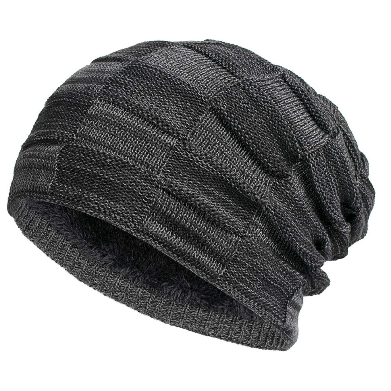 Knitted Slouch Beanie With Fleece Lining