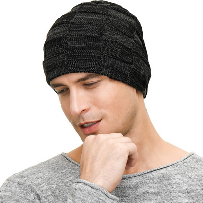 Knitted Slouch Beanie With Fleece Lining