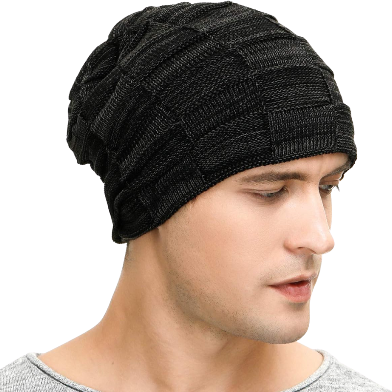 Knitted Slouch Beanie With Fleece Lining