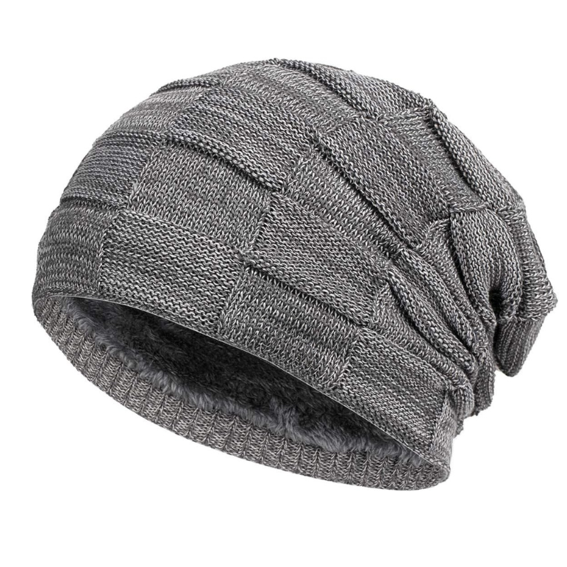 Knitted Slouch Beanie With Fleece Lining