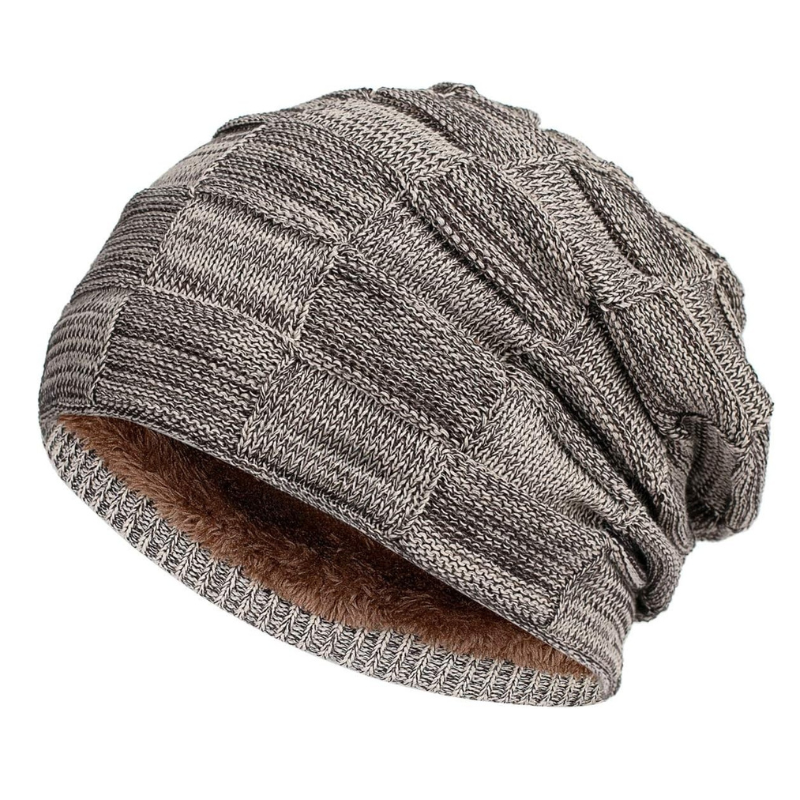 Knitted Slouch Beanie With Fleece Lining