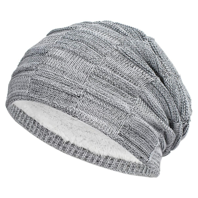 Knitted Slouch Beanie With Fleece Lining