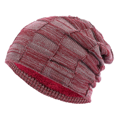 Knitted Slouch Beanie With Fleece Lining