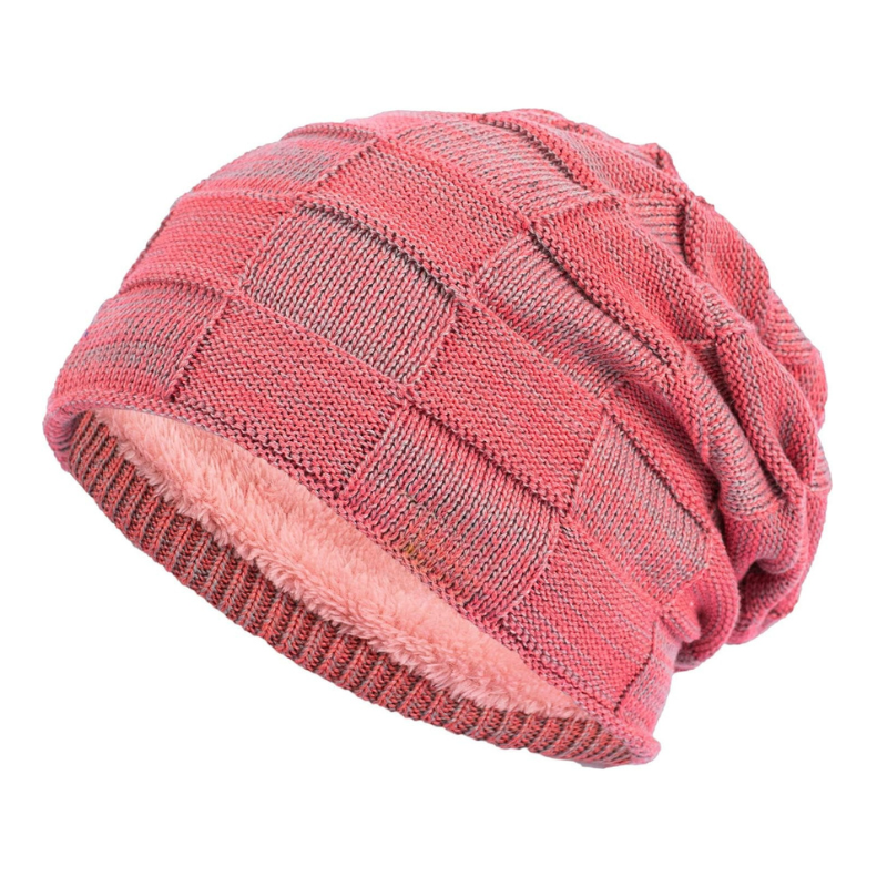 Knitted Slouch Beanie With Fleece Lining