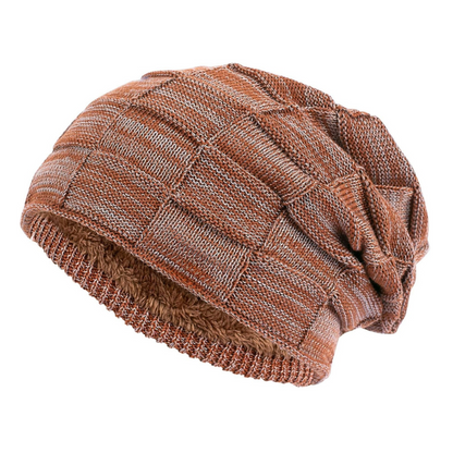 Knitted Slouch Beanie With Fleece Lining