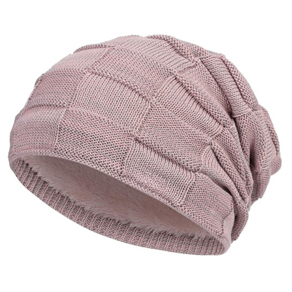 Knitted Slouch Beanie With Fleece Lining